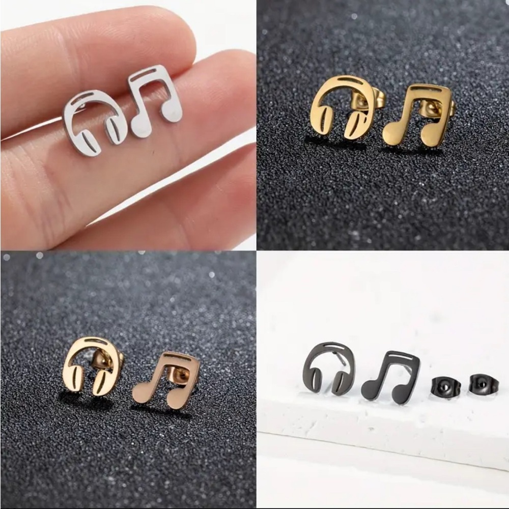 Music Stud stainless steel Earrings. Pick the version of your choice